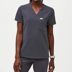 Catarina One-Pocket Scrub Top Charcoal XS